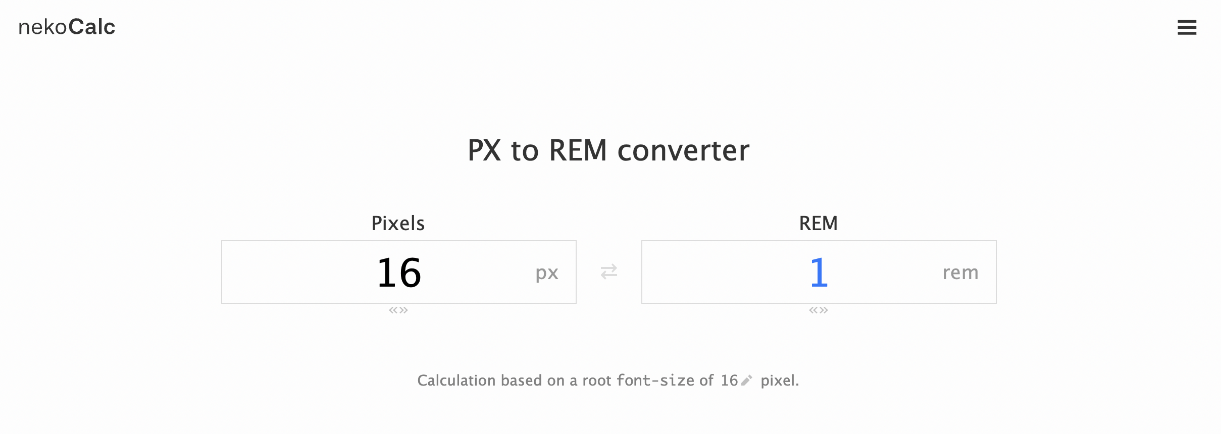 вычисление rem из предполагаемого базового размера 16px